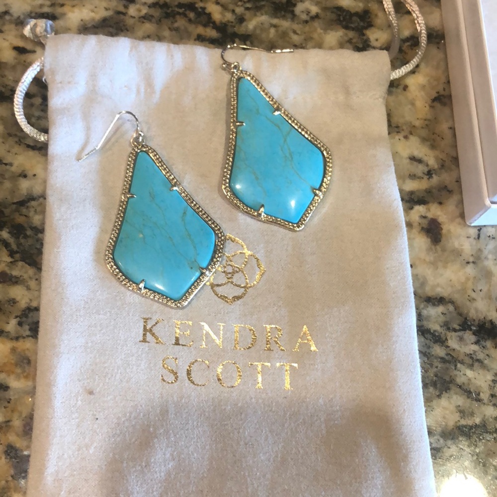 Kendra Scott gold Alexandra earrings in turquoise